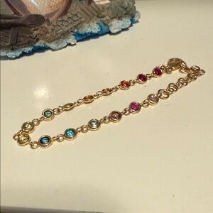 Bronzo Italia Rainbow Crystal Bracelet adjustable